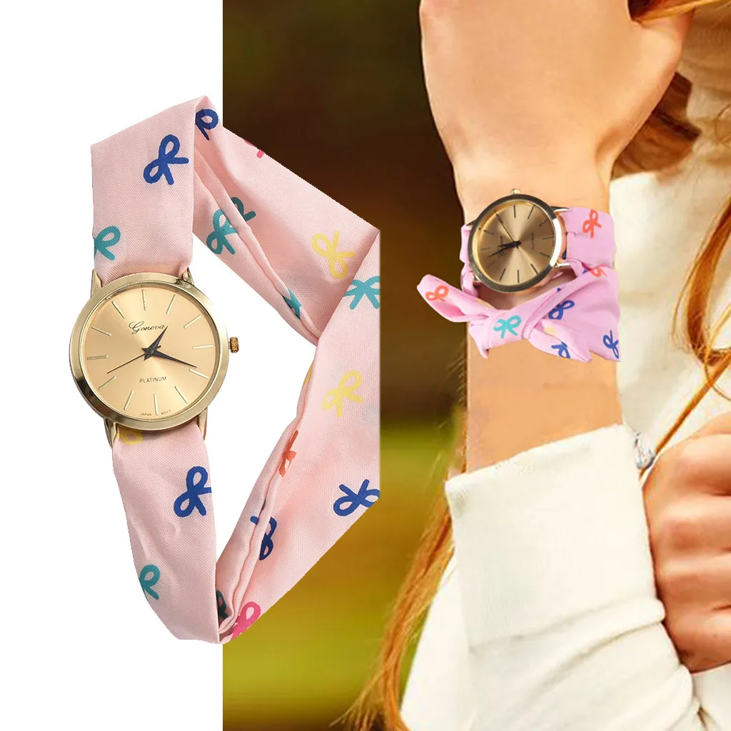 Часы наручные женские с цветочным принтом модные милые браслетом для девушек