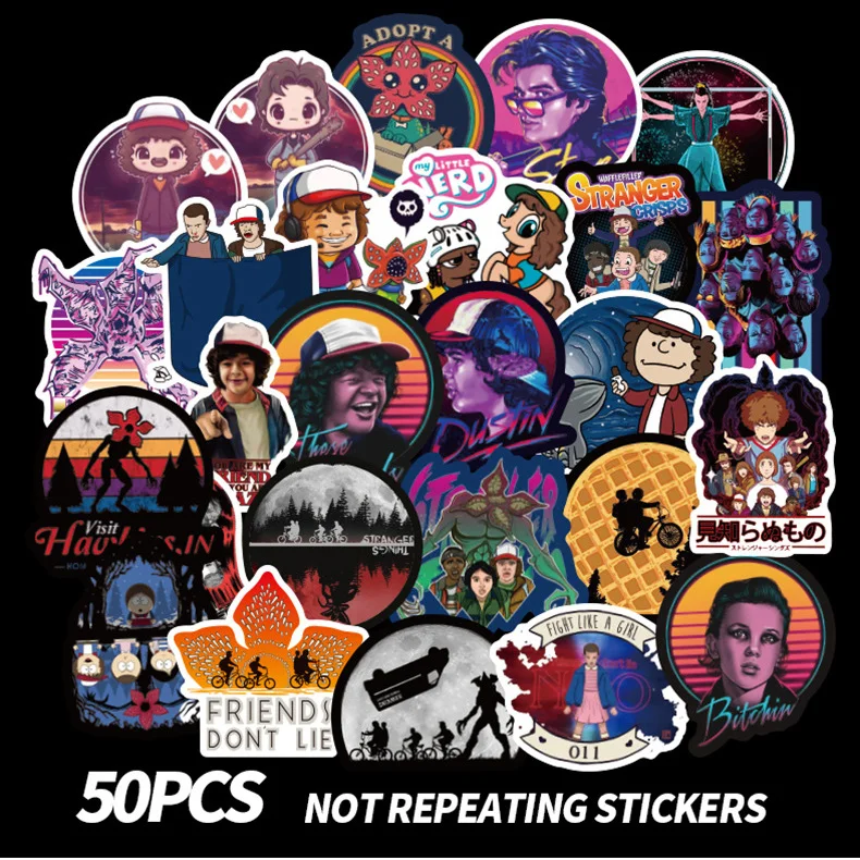 Наклейки очень странные дела 3 сезон Эль одиннадцать Майк Уилл Дастин демогрогон