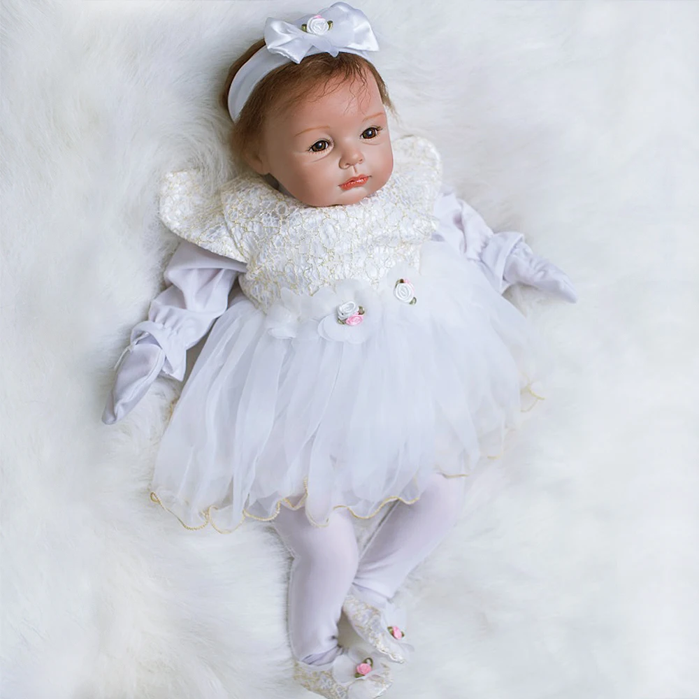 OtardDolls, 22 дюйма, мягкие силиконовые куклы Reborn Baby, Реалистичная кукла для новорожденного малыша, милое платье принцессы, подарок на день рождения для девочки
