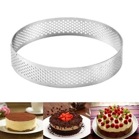 6 10 cm round perforated breathable mousse cake ring non stick stainless steel cake ring cake tool breathable cake ring