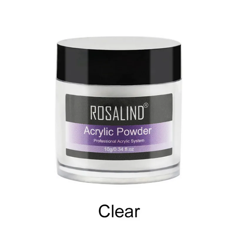 clear ROSALIND прозрачный арт для ногтей 3D 10 г картина акриловая с порошком наконечники строитель прозрачный акриловый порошок для ногтей маникюр розовый, белый, прозрачный - Цвет: clear