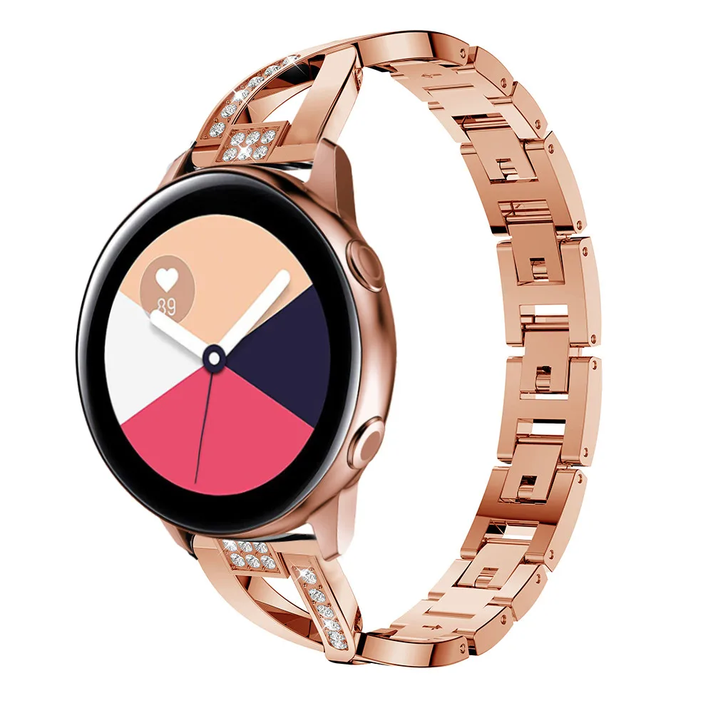 Браслет металлический для Samsung Galaxy Watch Active 2 1 Band 40 мм 44 Женский бриллиантовый
