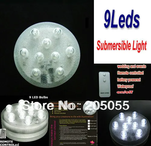 9 светодиодов с дистанционным управлением Погружной светодиодный светильник