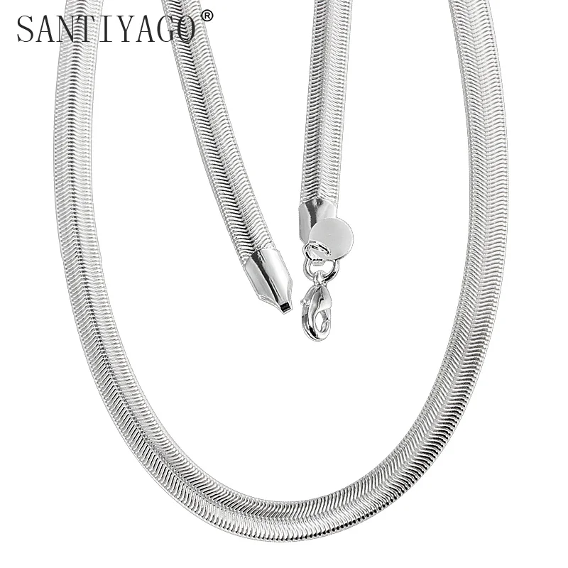Модные цепочки из змеиной кожи 6 мм ширина цепочка ожерелье серебряного цвета для