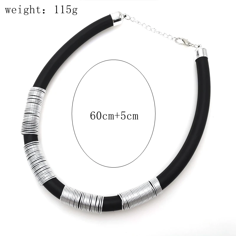 YD&YDBZ New Big Collar Jewelry Women Statement Necklaces Handmade Rubber Necklace Black Rope Aluminum Wire Punk Style