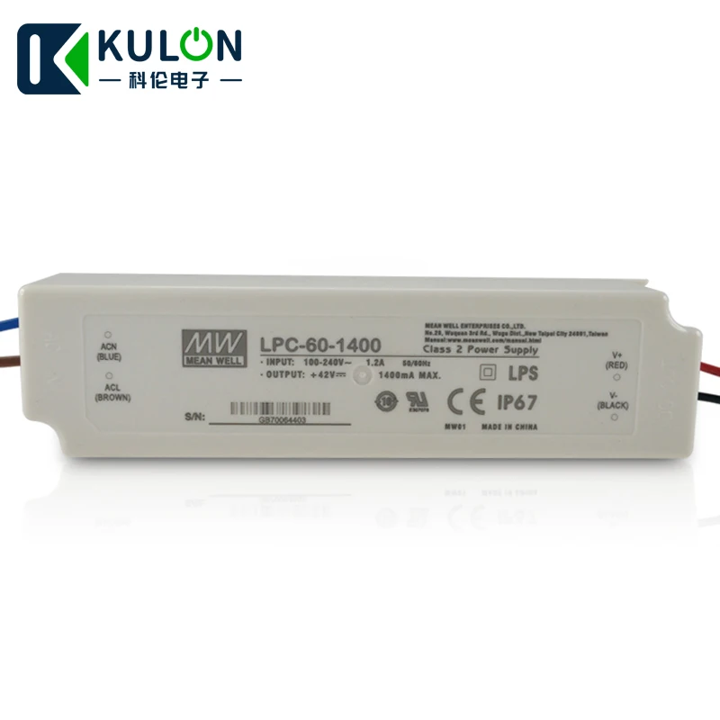 Meanwell LPC-60-1400 одиночный выход 60 Вт 1400 мА импульсный источник питания постоянного