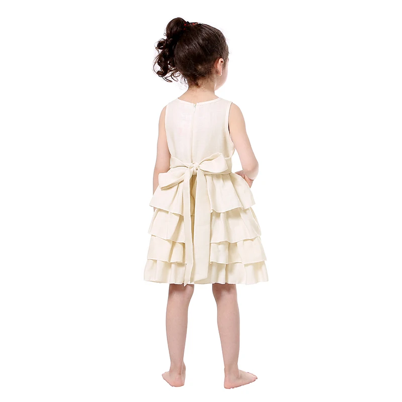 2017 New Girls Dress Ivory Linen Ruffle Dresses Summer Spring Clothes Party Wedding | Детская одежда и обувь