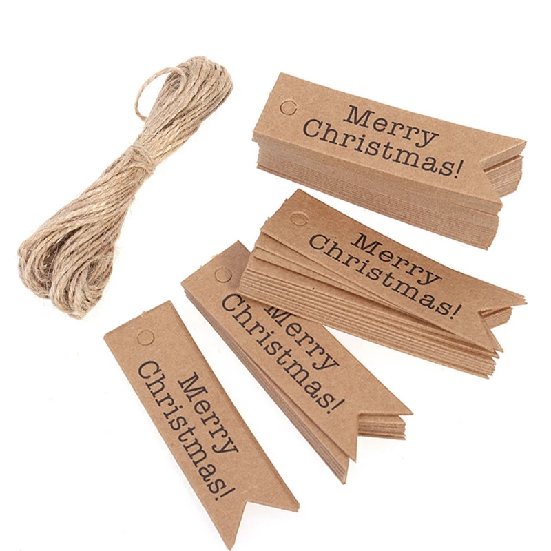 100 шт. бумажные бирки для рукоделия Счастливого Рождества подвески подарков