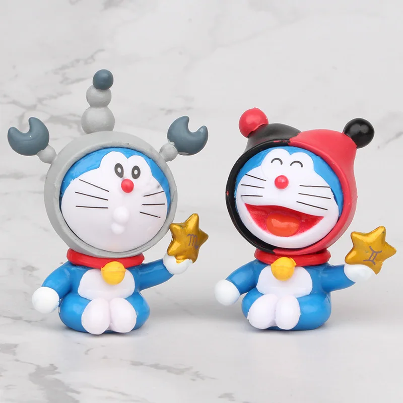 12 шт./лот Doraemon стиль зодиака на машине Рисунок украшения торта фигурки модели