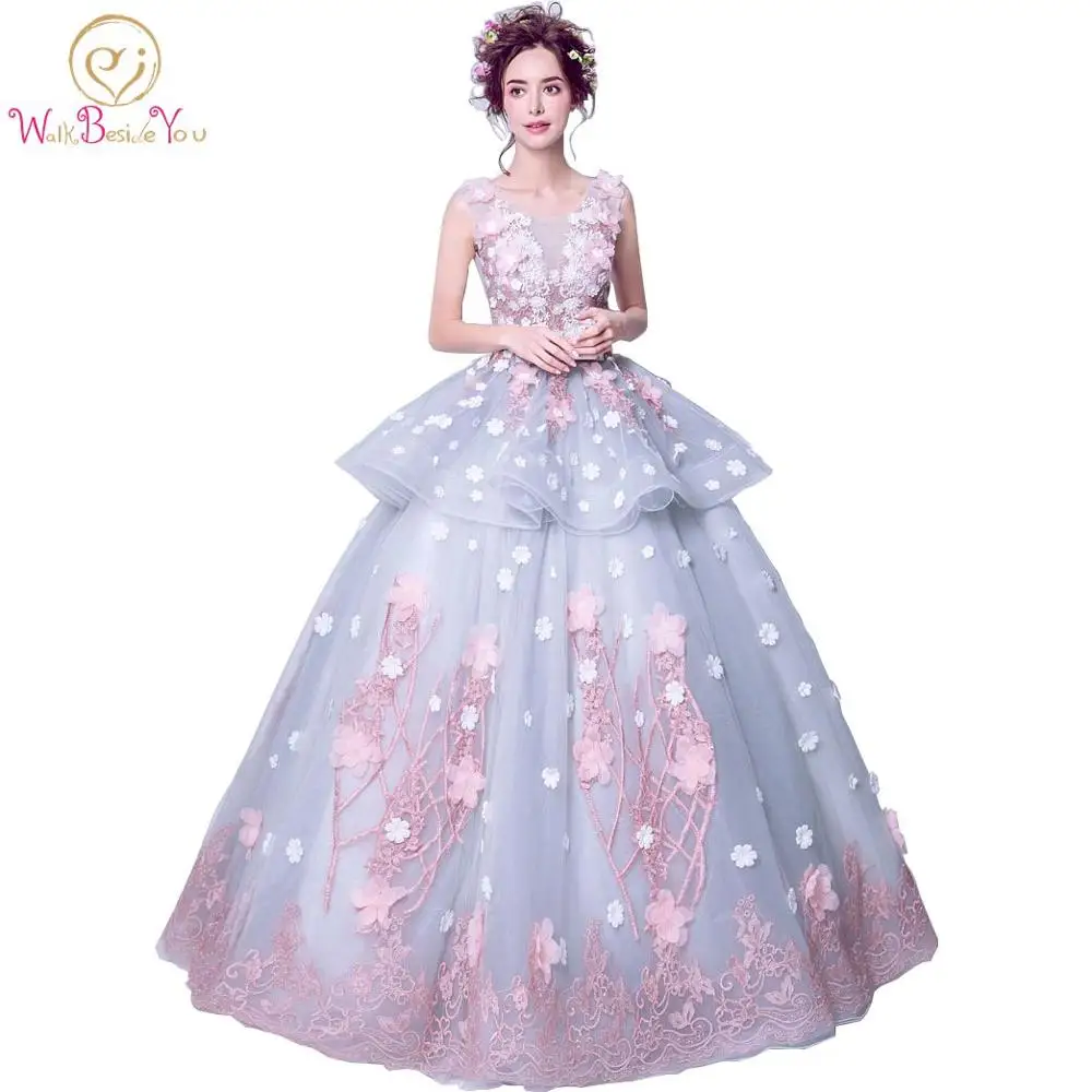 Vestido De 15 anos Бальные платья, дебютантное платье, бальное платье, многоцветное Свадебное бальное платье, милые кружевные вечерние платья с цветами - Цвет: same as picture