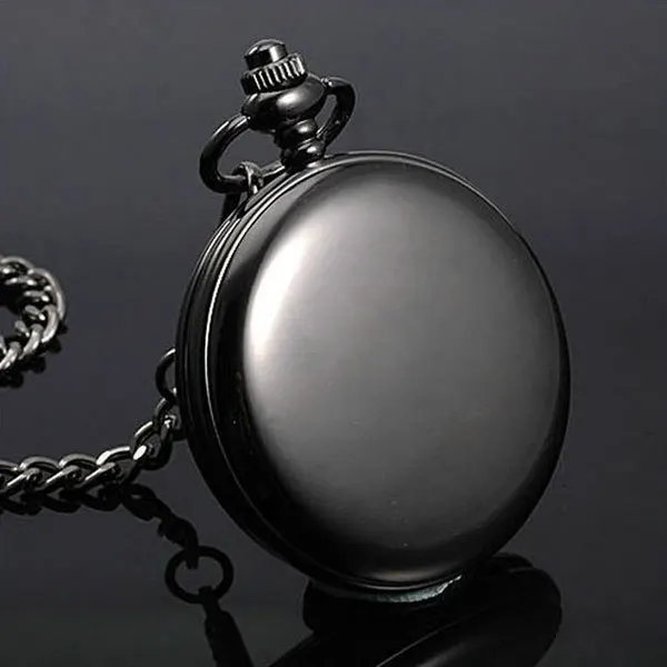 polished black Винтажные мужские карманные часы в стиле стимпанк с двойным дисплеем и римскими цифрами P427 - Цвет: polished black