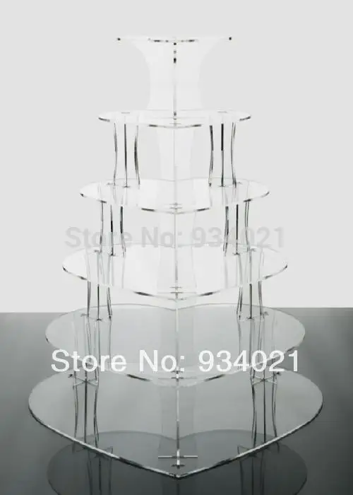 

6 Tier Heart Shaped Acrylic Cake Stand, Plexiglass Cupcake Stand