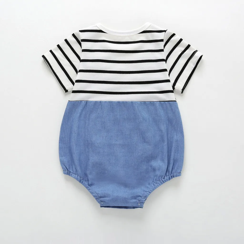 Летняя одежда для новорожденных девочек и мальчиков комбинезон с имитацией 2