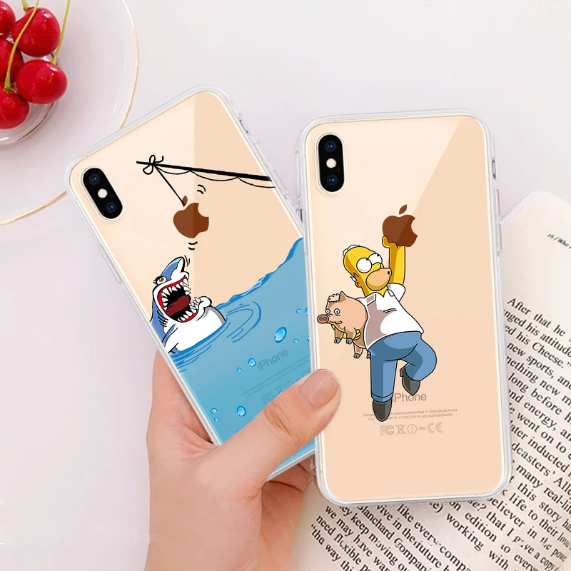 Прозрачный чехол с узором для iPhone X XS Max XR, Ультратонкий чехол для телефона iPhone 8 7 6 6 S Plus 5s SE 5, забавные чехлы из ТПУ для телефона
