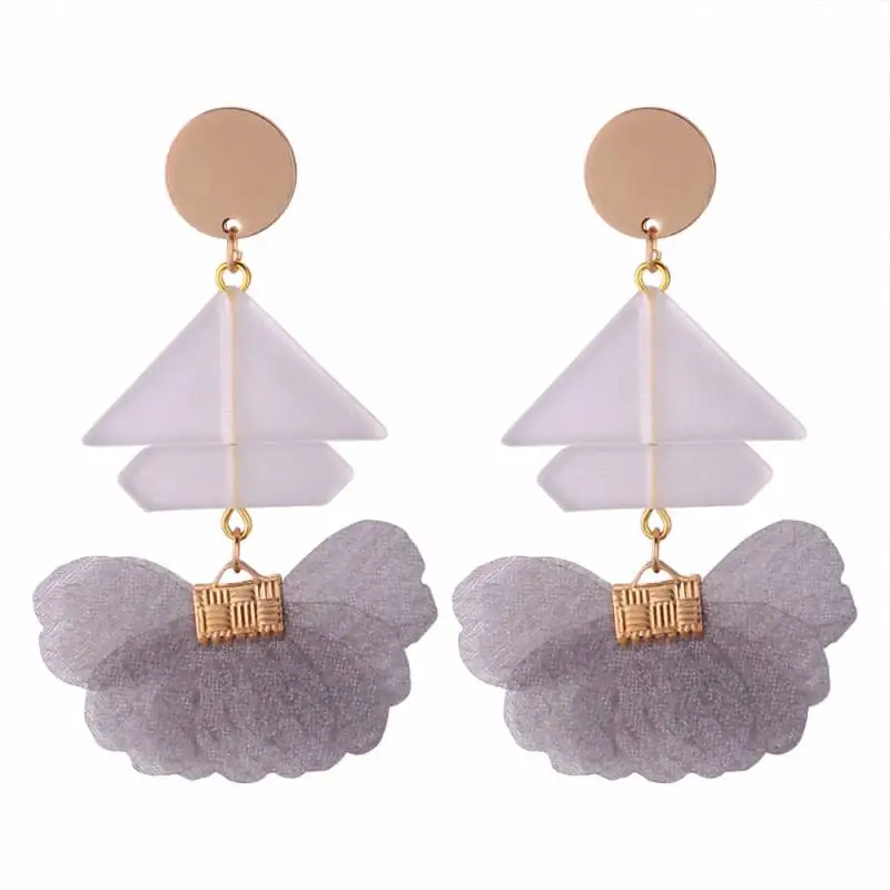 TONGKWOK Bohemia Exaggeration Dangle Earrings For Women Silk Thread Tassel Flower Long Chandelier #131268 | Украшения и