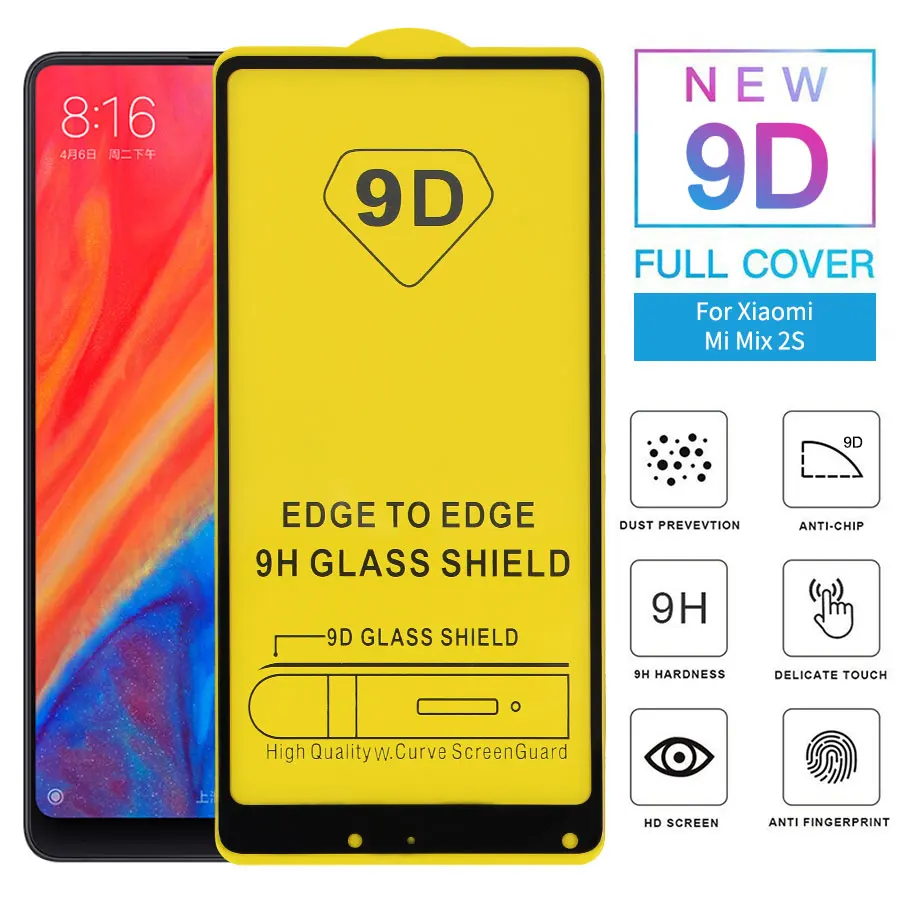 Полное покрытие из закаленного стекла Jappinen 9D на для Xiaomi Mi Mix 2 S Защитная пленка