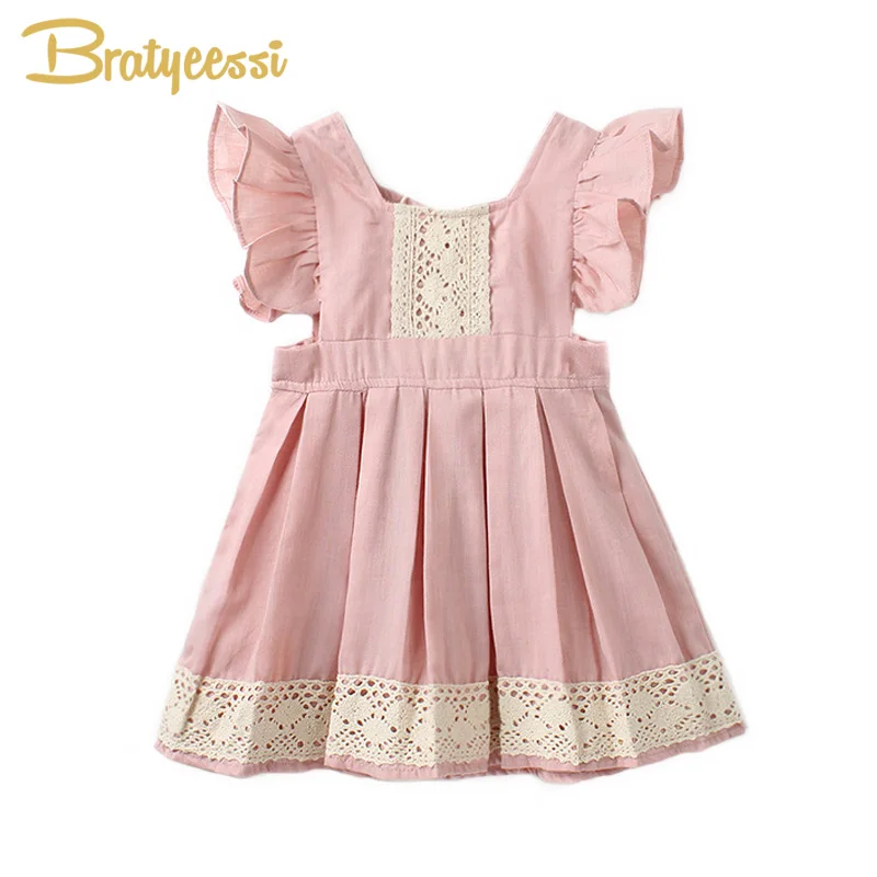 Розовое платье принцессы Vestido Infantil с оборками на рукавах ТРАПЕЦИЕВИДНОЕ ПЛАТЬЕ