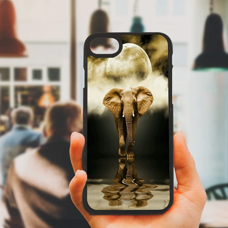 Cute Interesting Elephant Drawing Phone Case Anti-knock Black protect Shell Plastic Hard for iphone 8 7 6 6S PLUS X 5S 5 SE |