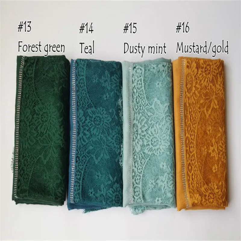 Роскошный Алмазный линии кружевные края шарф новый дизайн плотная кружевная