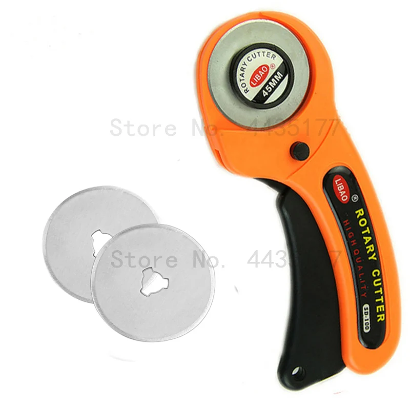 2blades with cutter Кожевенное ремесло 45 мм роторный резак для резки кожи резак для ткани круговое лезвие DIY лоскутное шитье квилтинг Fit Olfa Cut - Цвет: 2blades with cutter