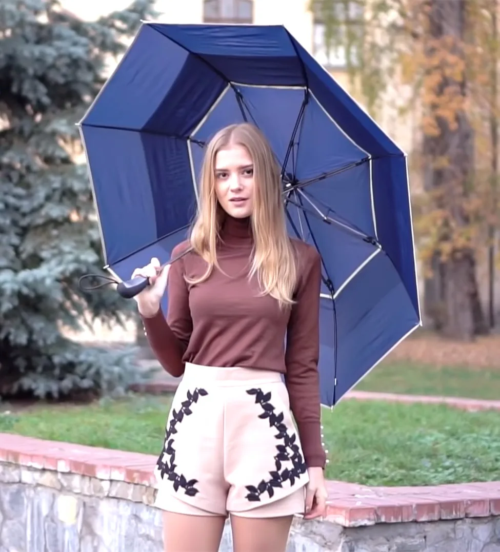 Зонт для гольфа складной 112 см из стекловолокна с защитой от ветра | Дом и сад