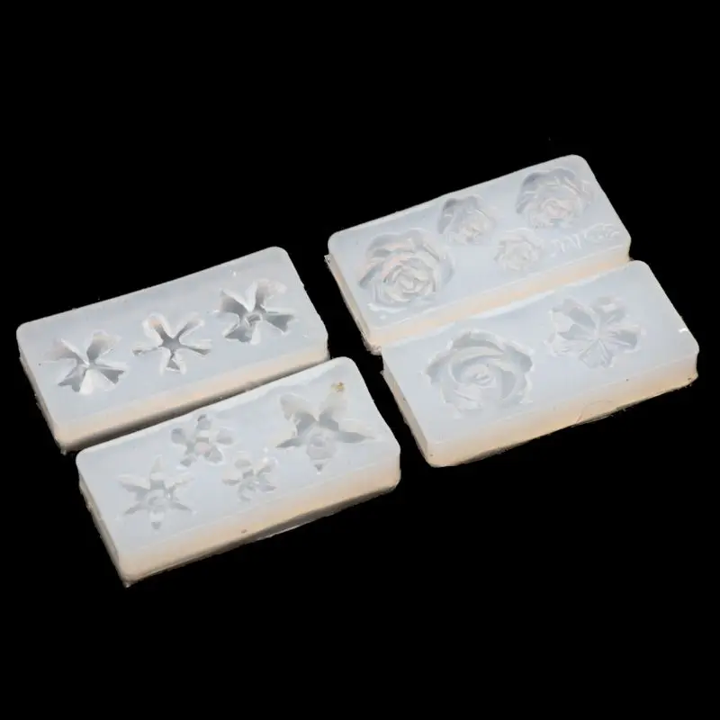 4 шт 3D Силиконовые Цветы для дизайна ногтей УФ-Смола Кабошон изготовления