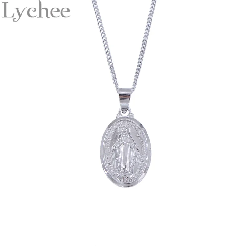 Личи Сплав Золото Серебро Цвет католическая религиозная Богиня Девы Марии кулон
