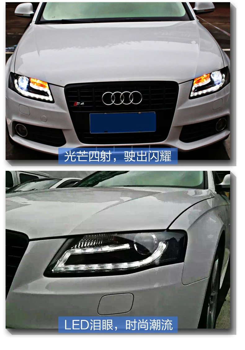 AKD автомобильный Стайлинг головной светильник для Audi A4 светодиодный головной светильник 2009-2012 A4 B8 светодиодные фары DRL светильник для дома проектор Объектив биксеноновый луч