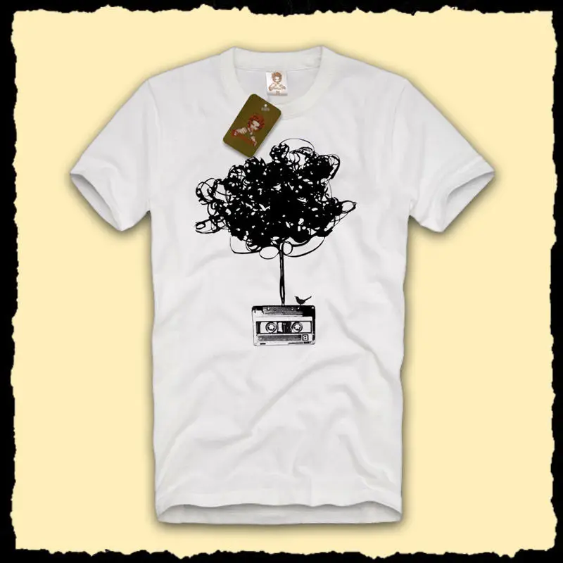 Ретро Классическая Кассетная лента дерево хаос Мужская футболка забавная