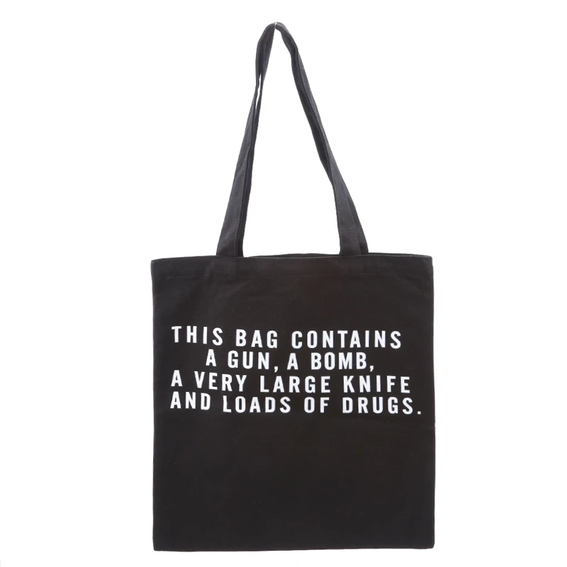 Простая Холщовая Сумка тоут на молнии для покупок ручной работы с принтом букв