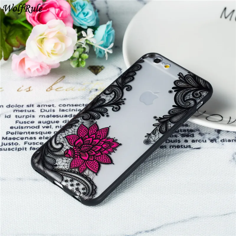 Чехол для iPhone 6 S чехол из ТПУ и поликарбоната с рельефным кружевом розовым