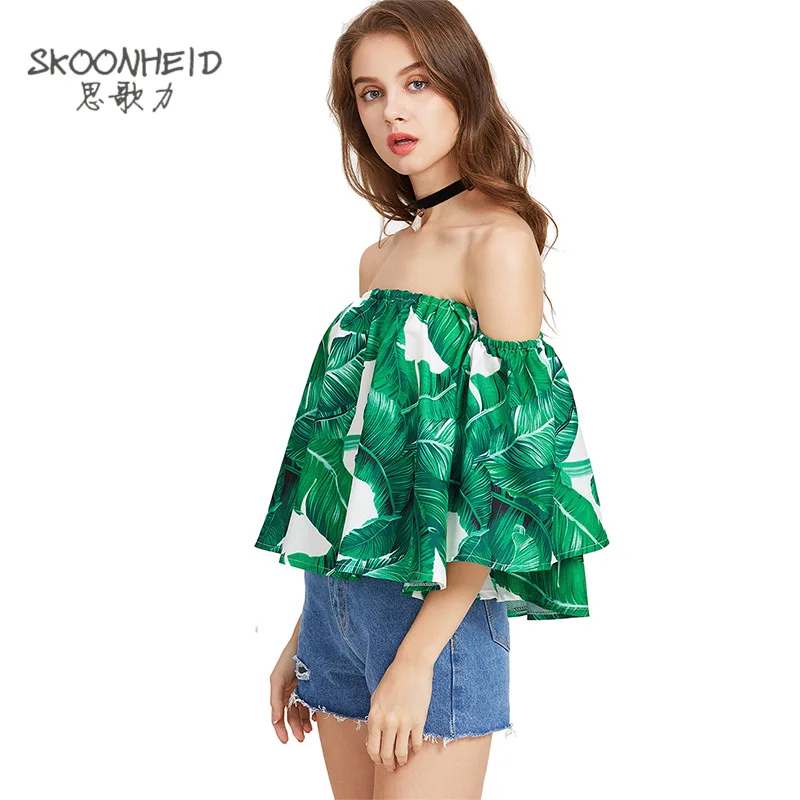 Сексуальные топы с вырезом лодочкой и оборками женские футболки открытыми