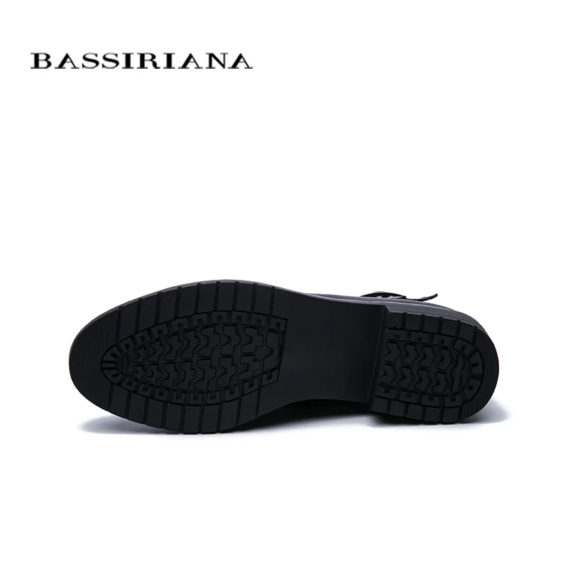 BASSIRIANA / осень и зима новые ботильоны женские кожаные плюшевые сапоги женские большой размер