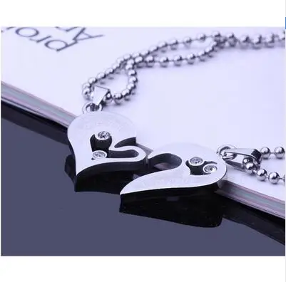 Кулон с кристаллами из нержавеющей стали 316L кулон в виде полусердца для