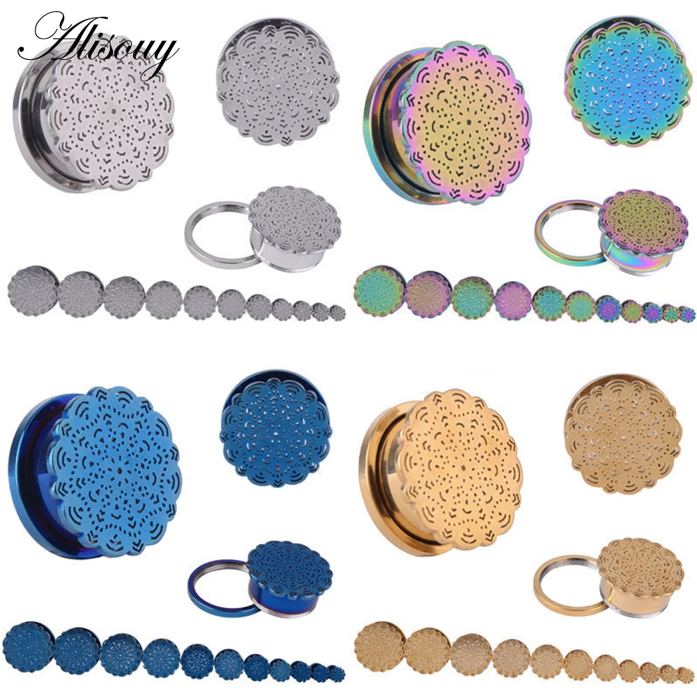 2 шт. Сталь серьги-вкрутки для ушей и туннельная Плоть Серьги измерительные приборы полые пирсинг Ювелирное Украшение, вставляемое в растянутую мочку уха Кольца Цвет смешанные ювелирные изделия для тела