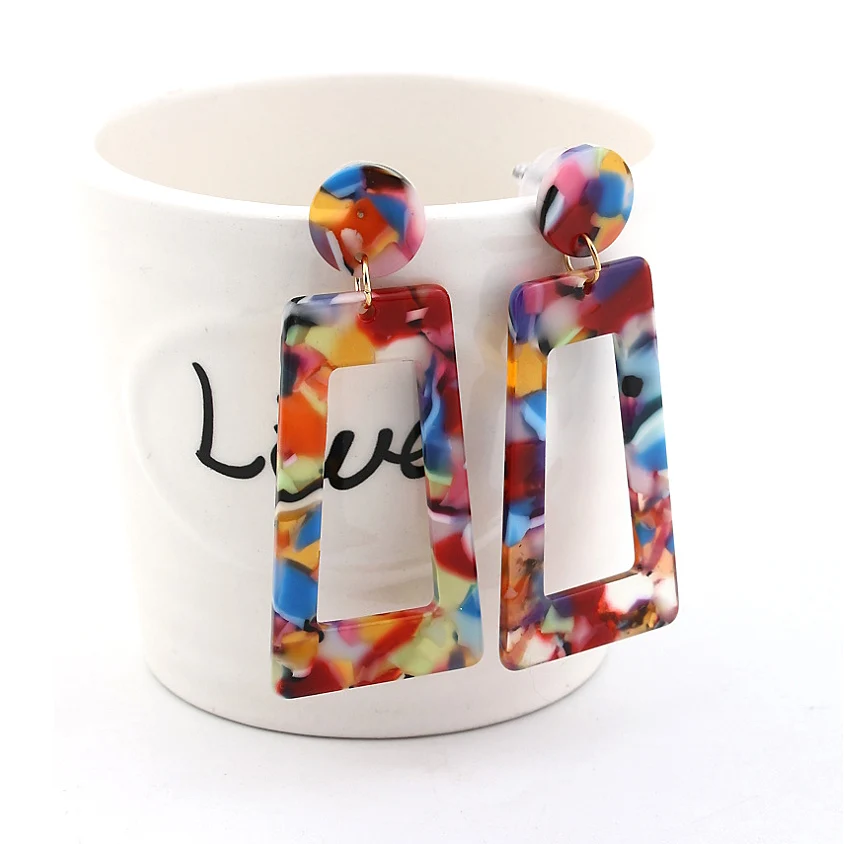 Женские полукруглые серьги ZA акриловые сережки с большим крючком и леопардовым