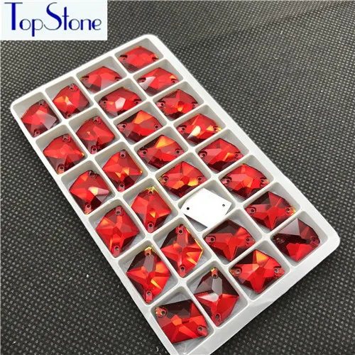 lt siam TopStone космические Швейные стеклянные хрустальные стразы Flatback 2 отверстия пришить Камень для костюма платье одежда - Цвет: lt siam