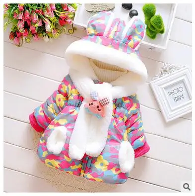 winter baby clothing cotton long-sleeved hooded windbreaker jacket plus thick wool scarves for children girls Free Shipping |