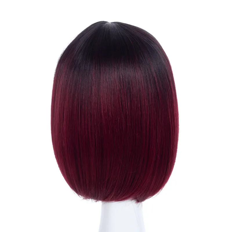 MSI Wigs два тона блонд Омбре парик натуральный афро короткие прямые волосы синтетические парики для женщин термостойкие - Цвет: T1B/бордовый