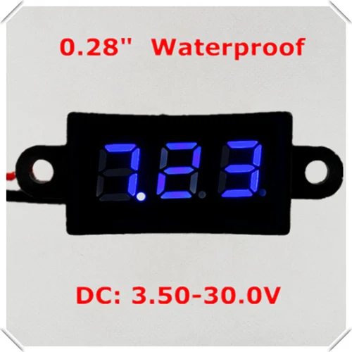 BLUE RD 0,2" Цифровой вольтметр DC3.50-30.0V 2 провода двигатель транспортного средства автомобиля Водонепроницаемый Напряжение Панель метр светодиодный дисплей цвет: 10 шт./лот - Цвет: BLUE