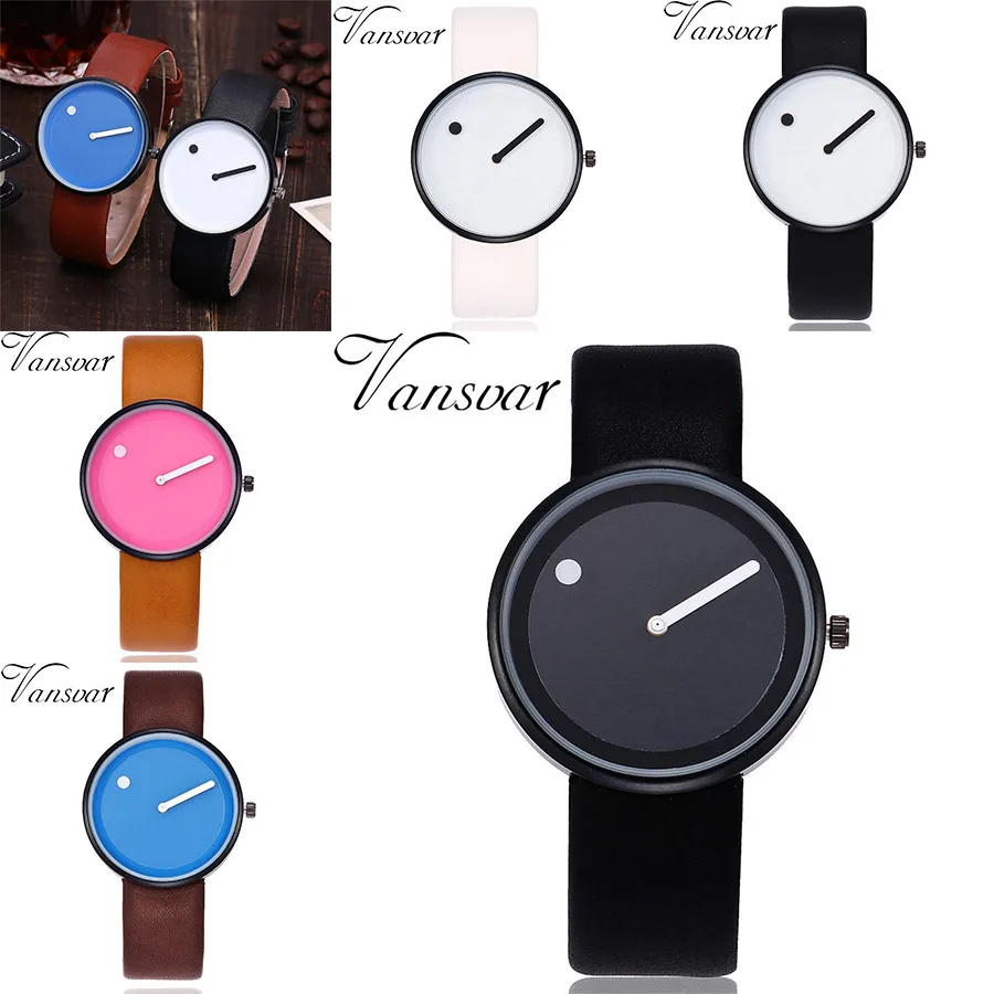 Vansvar Женские повседневные кварцевые часы с кожаным ремешком Новые аналоговые