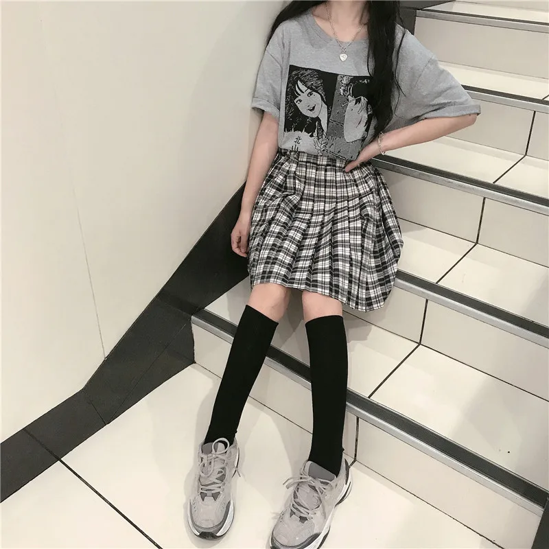 Harajuku Kawaii женские плиссированные юбки с высокой талией Короткая юбка летняя