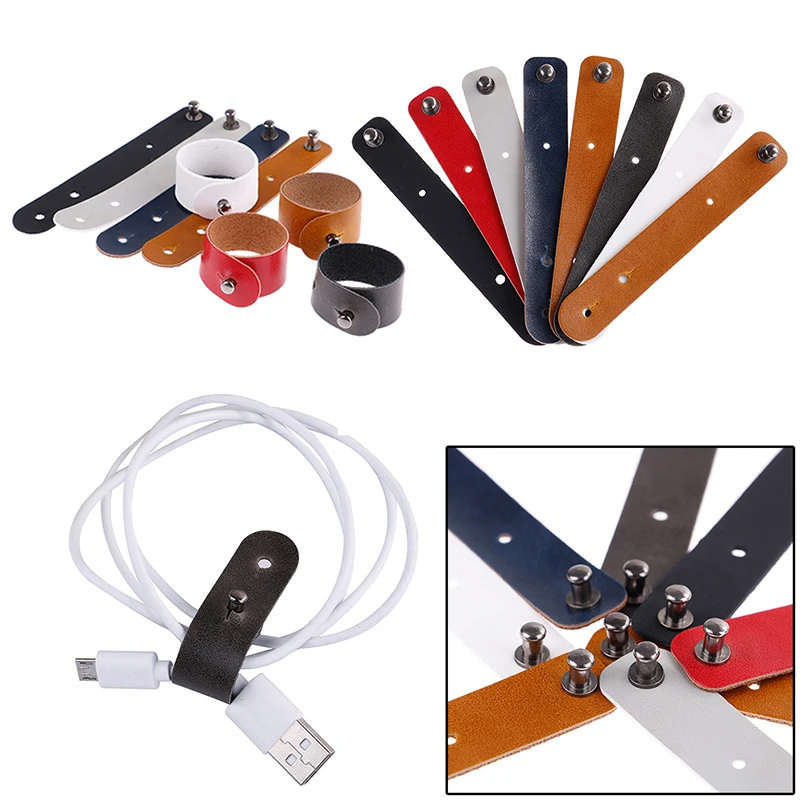 

8pcs/lot Reusable Cable Ties Wire Organizer PU Leather Wire Winder Wrapped Cable Cord Line Organizer Holder