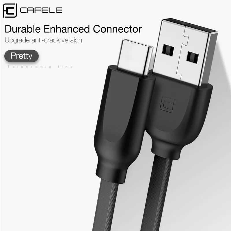 CAFELE type c usb кабель для samsung huawei xiaomi яркие цвета быстрая зарядка плоский выдвижной Usb кабель зарядное устройство кабель синхронизации данных
