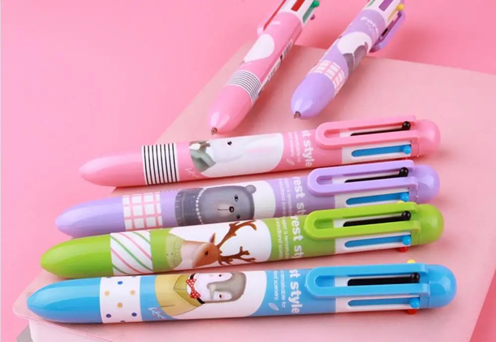 Ручка животных многоцветные пресс шариковая ручка 8 в 1 студент школьный приз