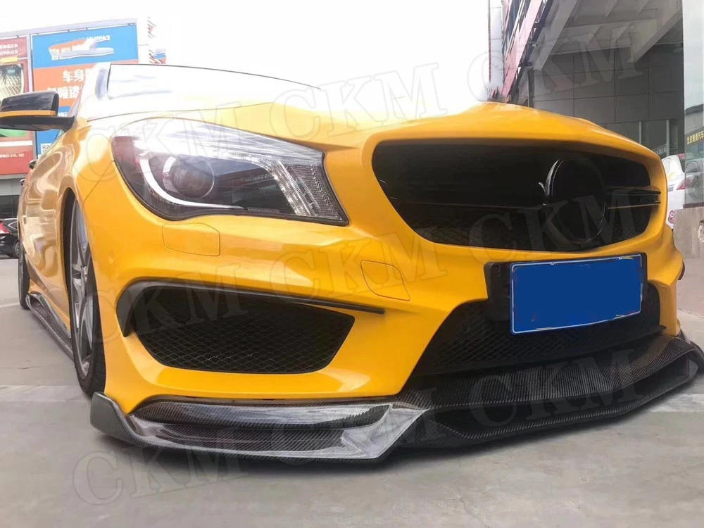R1 стиль углеродное волокно передний спойлер бампера сплиттер для Mercedes Benz CLA класс W117 CLA180 CLA200 CLA250 CLA45 AMG FRP