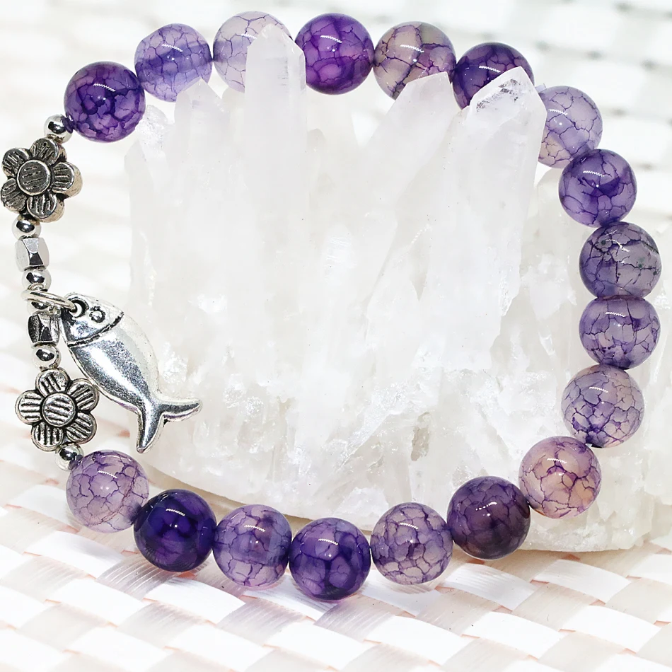 

Fashion semi-precious stone bracelets purple natural popcon carnelian agat onyx 8mm round beads women jewelry 7.5inch B2053