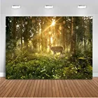 Фон для фотосъемки новорожденных с изображением леса и сафари, джунглей