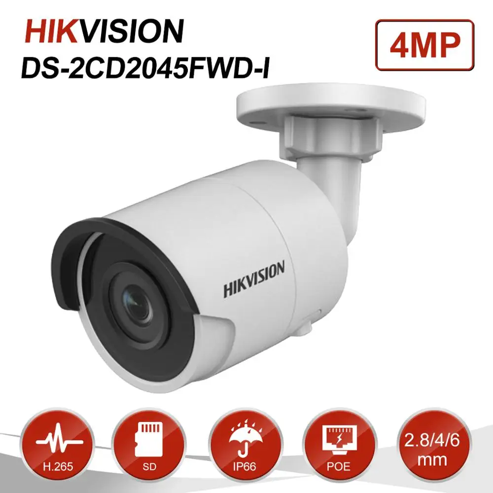Hikvision 4MP пуля ip камера PoE Onvif домашняя/наружная влагостойкая ночного видения IR30m CCTV