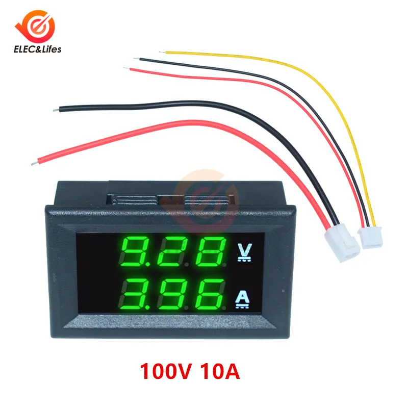 Green Green 10A DC 0-100V 10A 50A 100A электронный цифровой вольтметр Амперметр постоянного тока 0,56 ''светодиодный Дисплей Напряжение Регулятор Вольт Ампер Измеритель Тока Тестер - Цвет: Green Green 10A